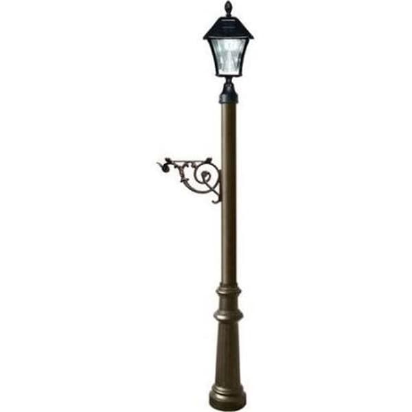 Lewiston Post System with Fluted Base & Bayview Solar Lamp, Bronze LPST-800-SL-BZ - main